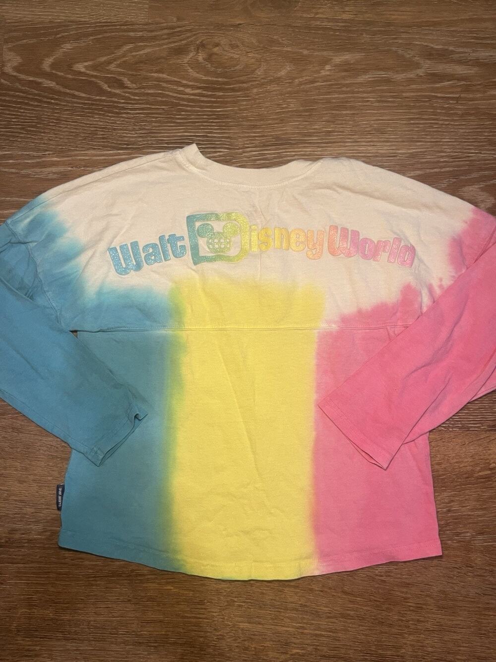 Disney Parks Youth XL Spirit Jersey Walt Disney World Pastel Tie Dye Long Sleeve